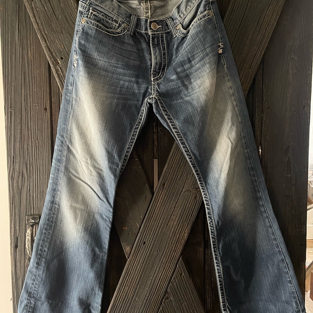 BLK fultons.Blue Bootcut Jeans with Faded Wash
